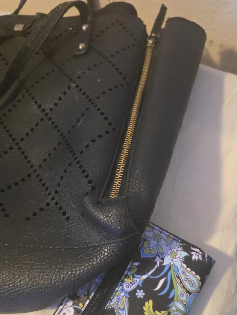 Black Women’s Tote Bag with Floral Zip Wallet